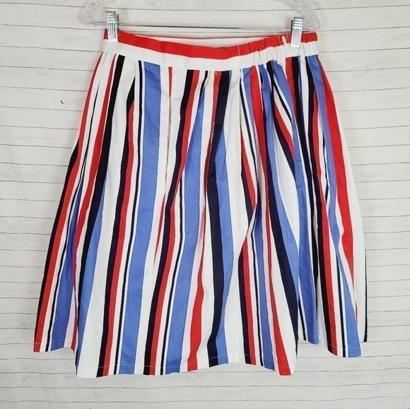 MODCLOTH VERTICAL STRIPED KNEE HIGH SKIRT, SZ LARGE - Picture 1 of 14